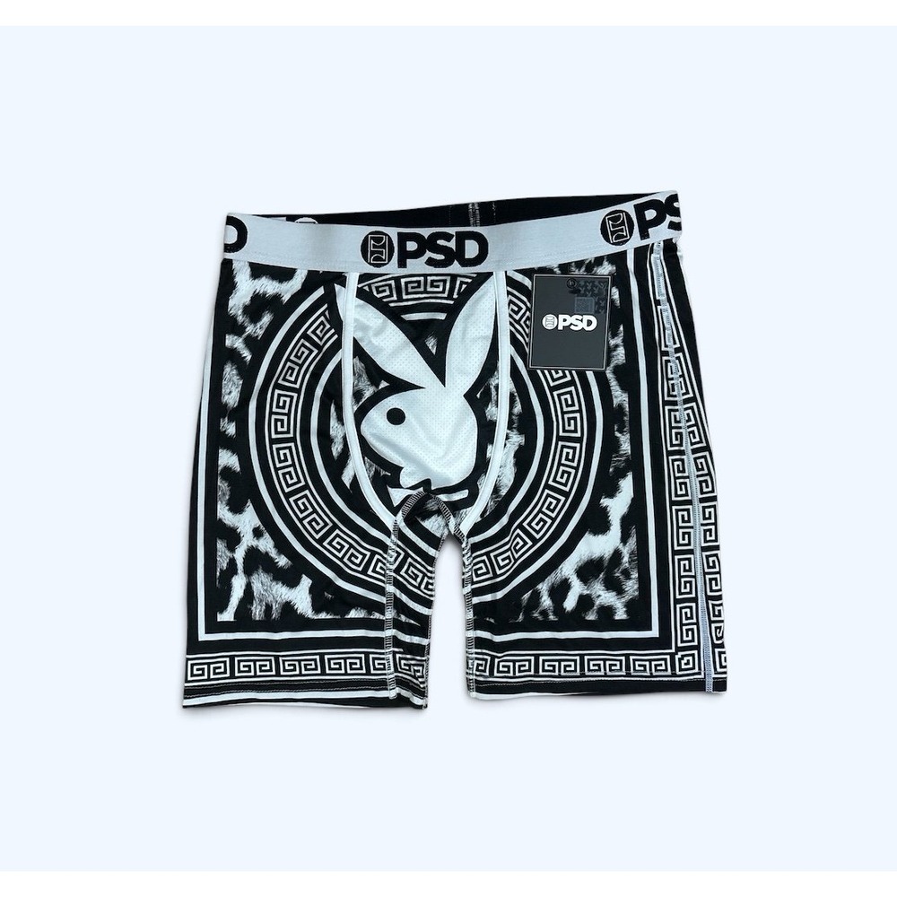 PSD Playboy Boxer Briefs PSD Playboy Boxer Briefs Black White Men's SMALL